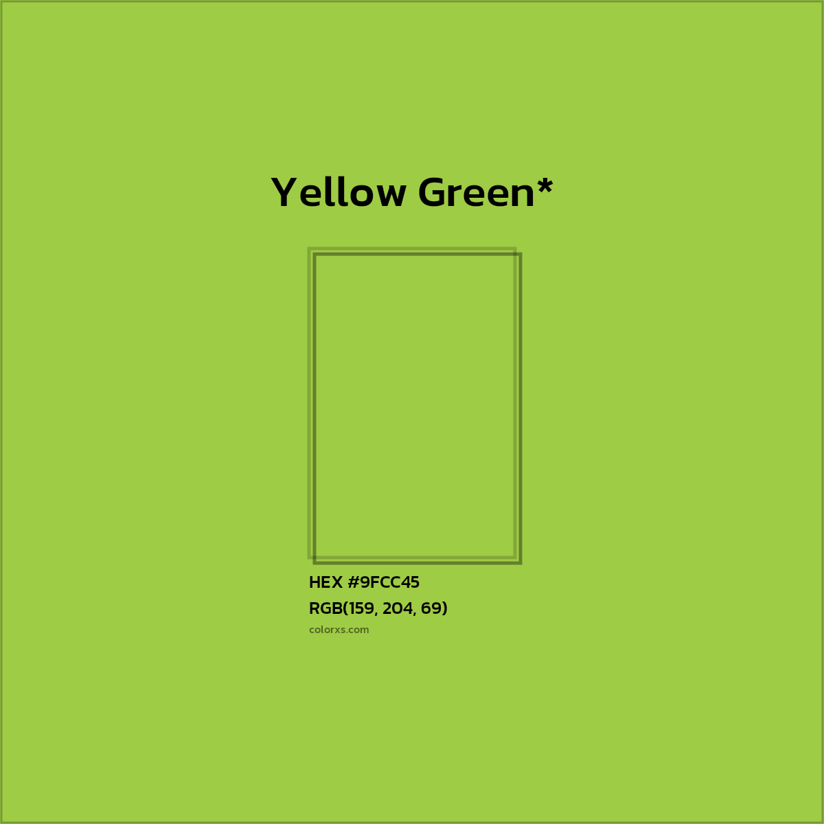 HEX #9FCC45 Color Name, Color Code, Palettes, Similar Paints, Images