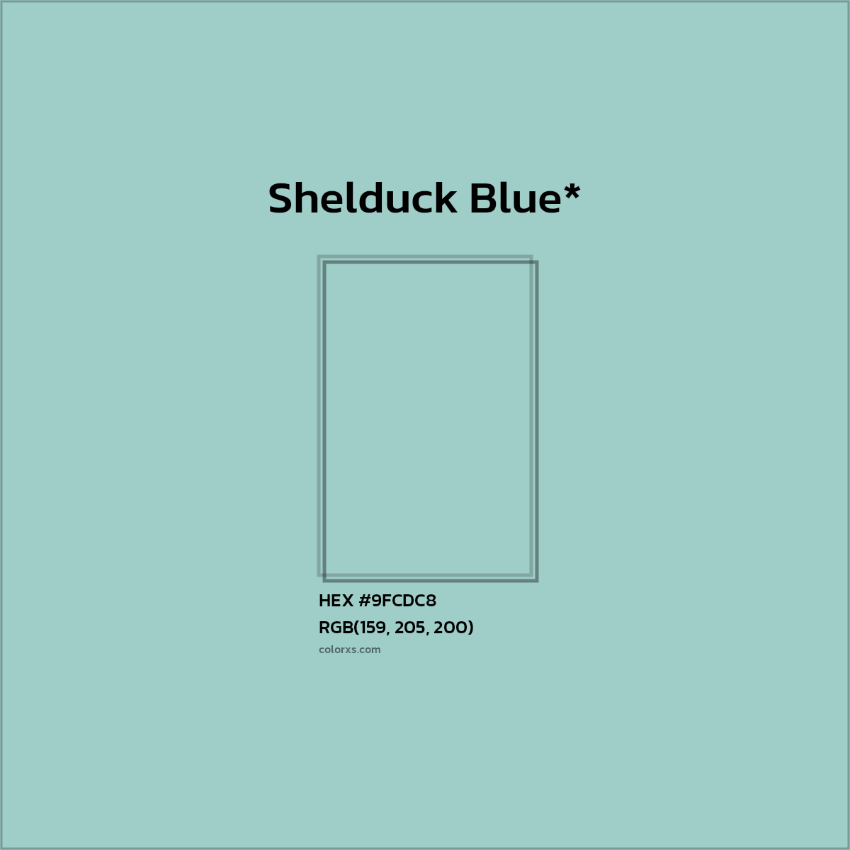 HEX #9FCDC8 Color Name, Color Code, Palettes, Similar Paints, Images