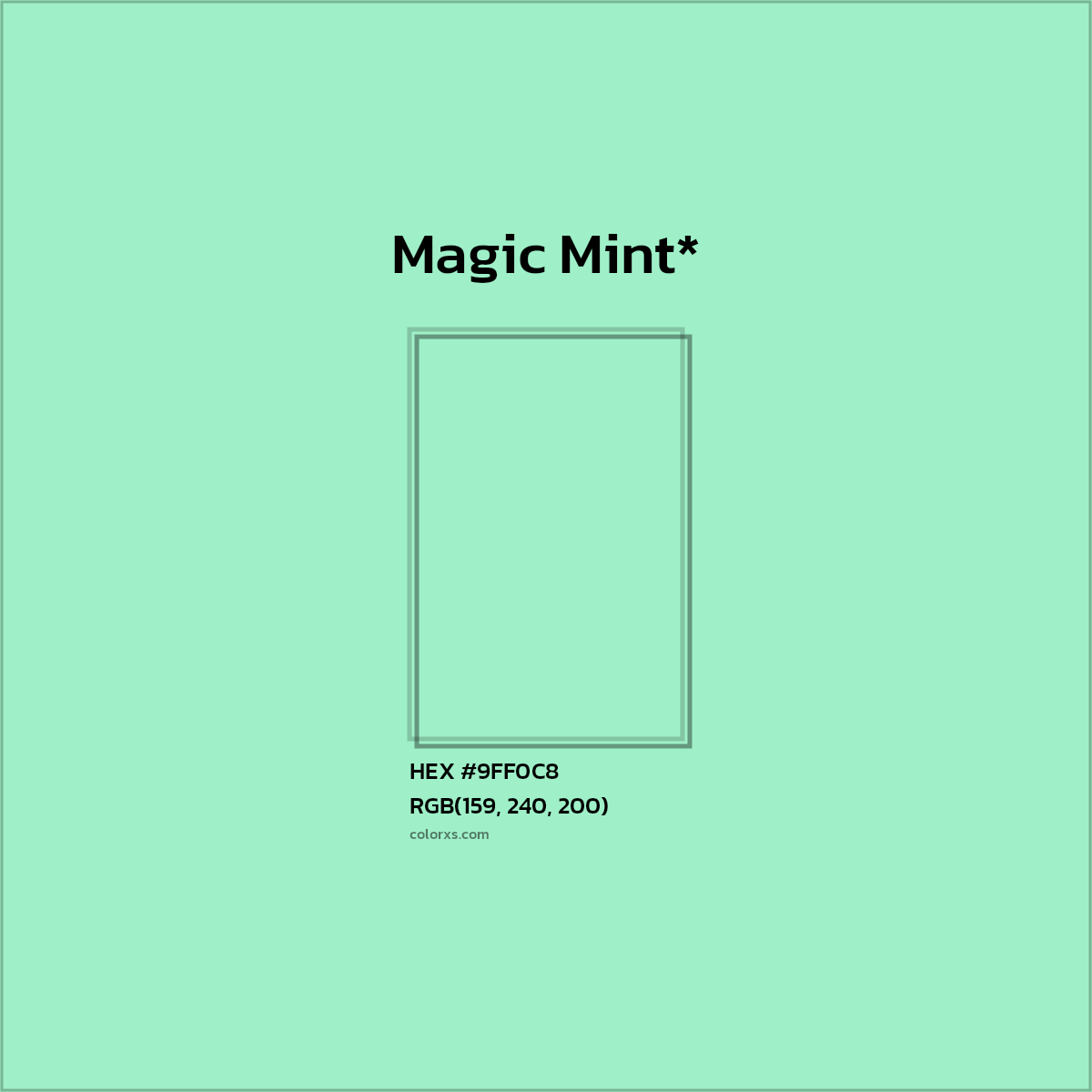 HEX #9FF0C8 Color Name, Color Code, Palettes, Similar Paints, Images