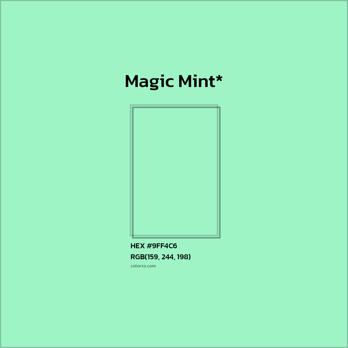 HEX #9FF4C6 Color Name, Color Code, Palettes, Similar Paints, Images