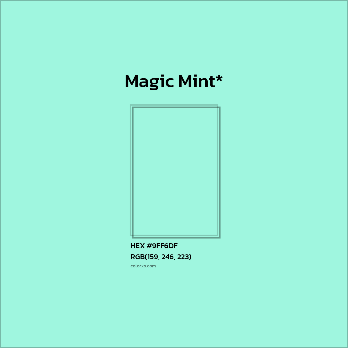 HEX #9FF6DF Color Name, Color Code, Palettes, Similar Paints, Images