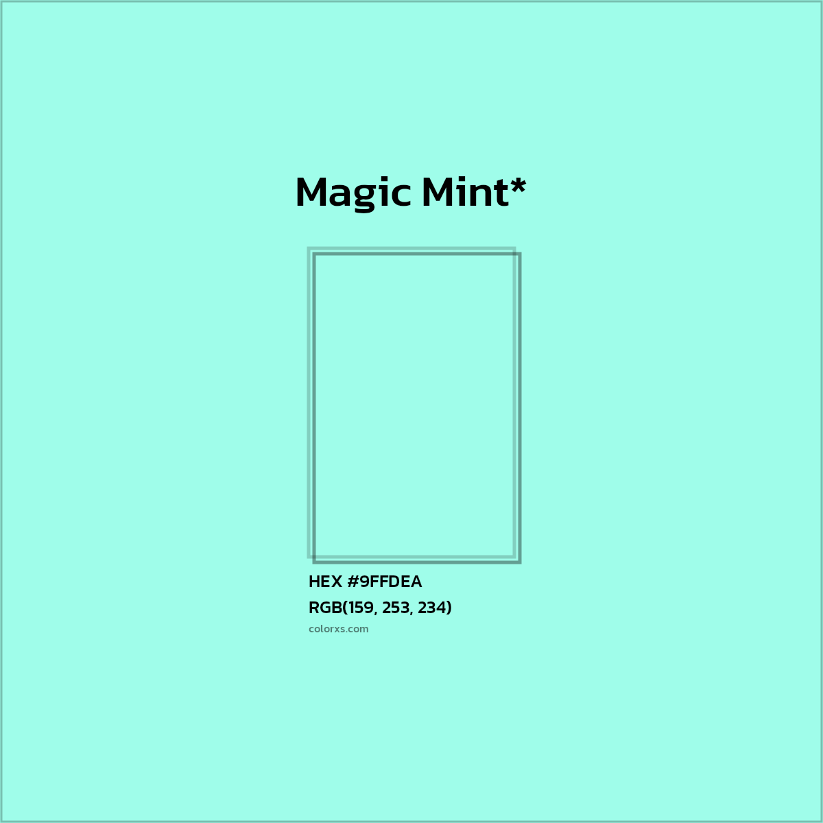 HEX #9FFDEA Color Name, Color Code, Palettes, Similar Paints, Images