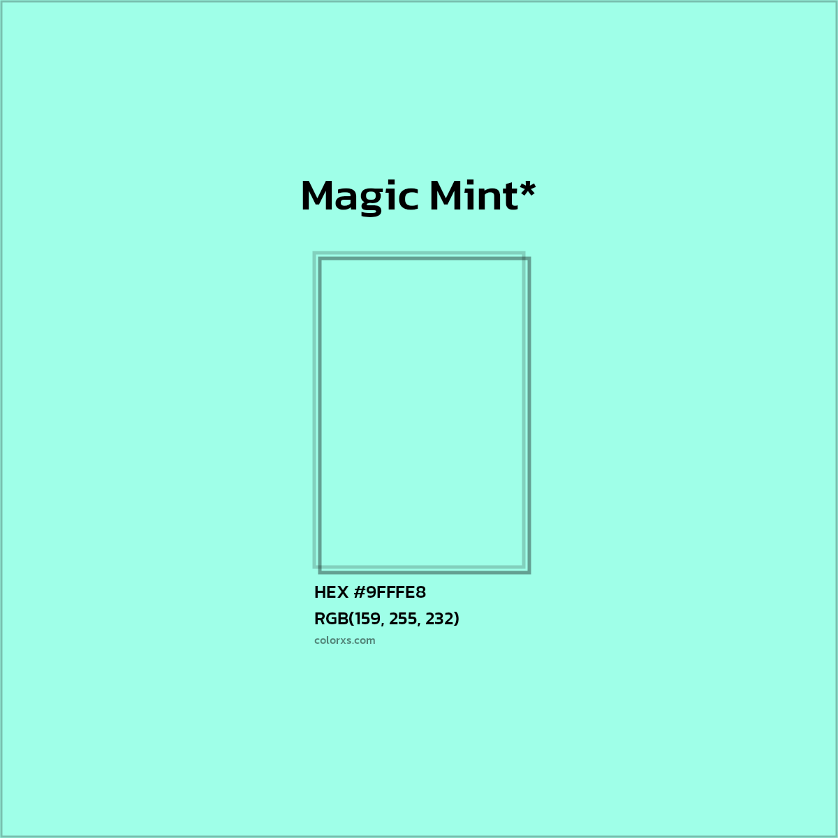 HEX #9FFFE8 Color Name, Color Code, Palettes, Similar Paints, Images