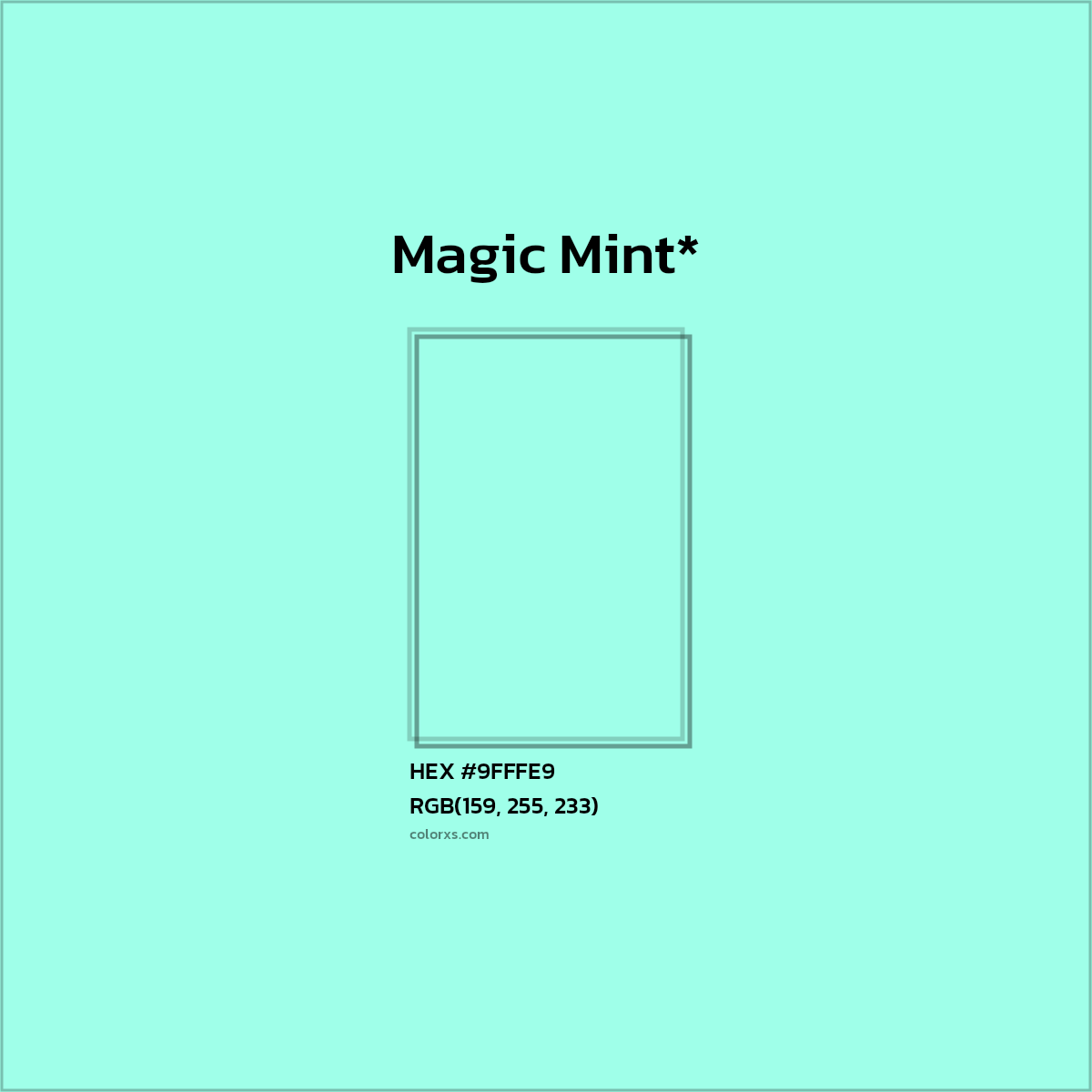 HEX #9FFFE9 Color Name, Color Code, Palettes, Similar Paints, Images