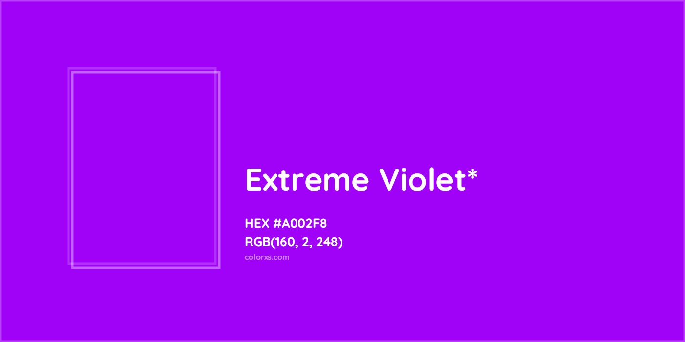 HEX #A002F8 Color Name, Color Code, Palettes, Similar Paints, Images