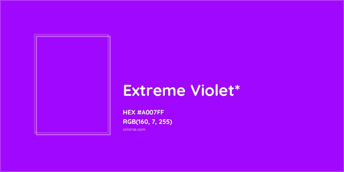 HEX #A007FF Color Name, Color Code, Palettes, Similar Paints, Images