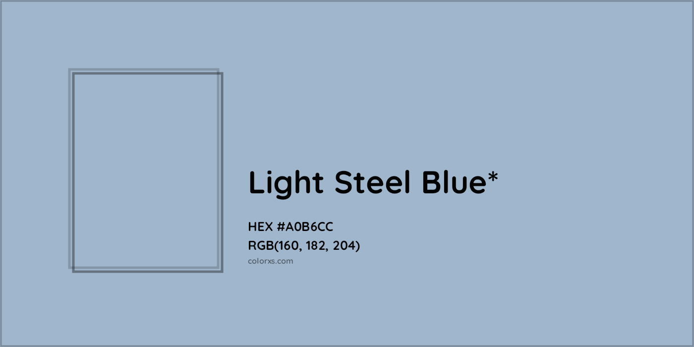 HEX #A0B6CC Color Name, Color Code, Palettes, Similar Paints, Images