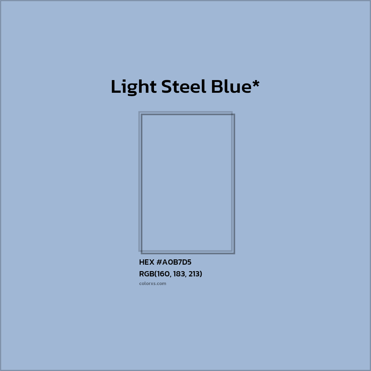 HEX #A0B7D5 Color Name, Color Code, Palettes, Similar Paints, Images
