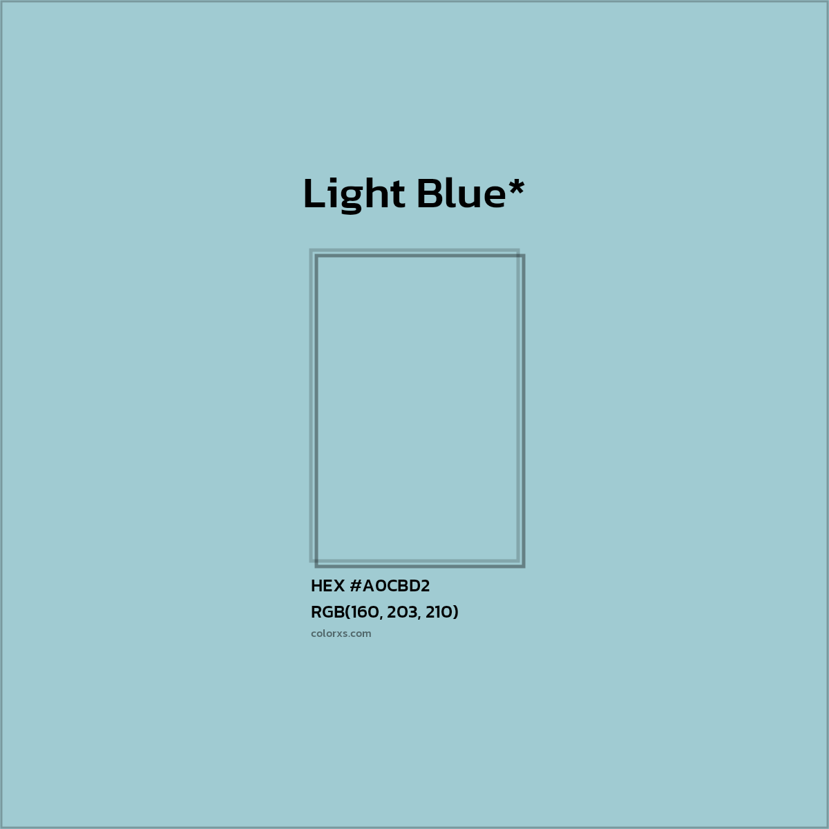 HEX #A0CBD2 Color Name, Color Code, Palettes, Similar Paints, Images