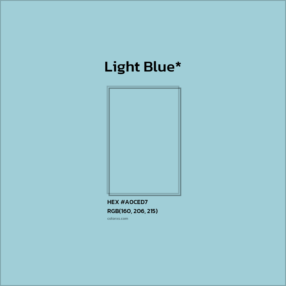 HEX #A0CED7 Color Name, Color Code, Palettes, Similar Paints, Images