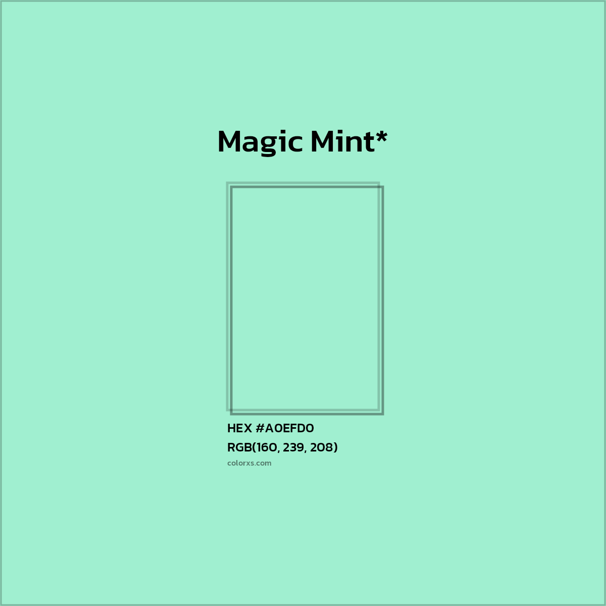 HEX #A0EFD0 Color Name, Color Code, Palettes, Similar Paints, Images