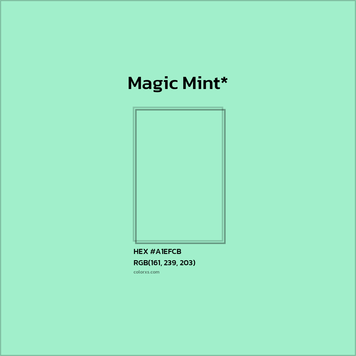 HEX #A1EFCB Color Name, Color Code, Palettes, Similar Paints, Images
