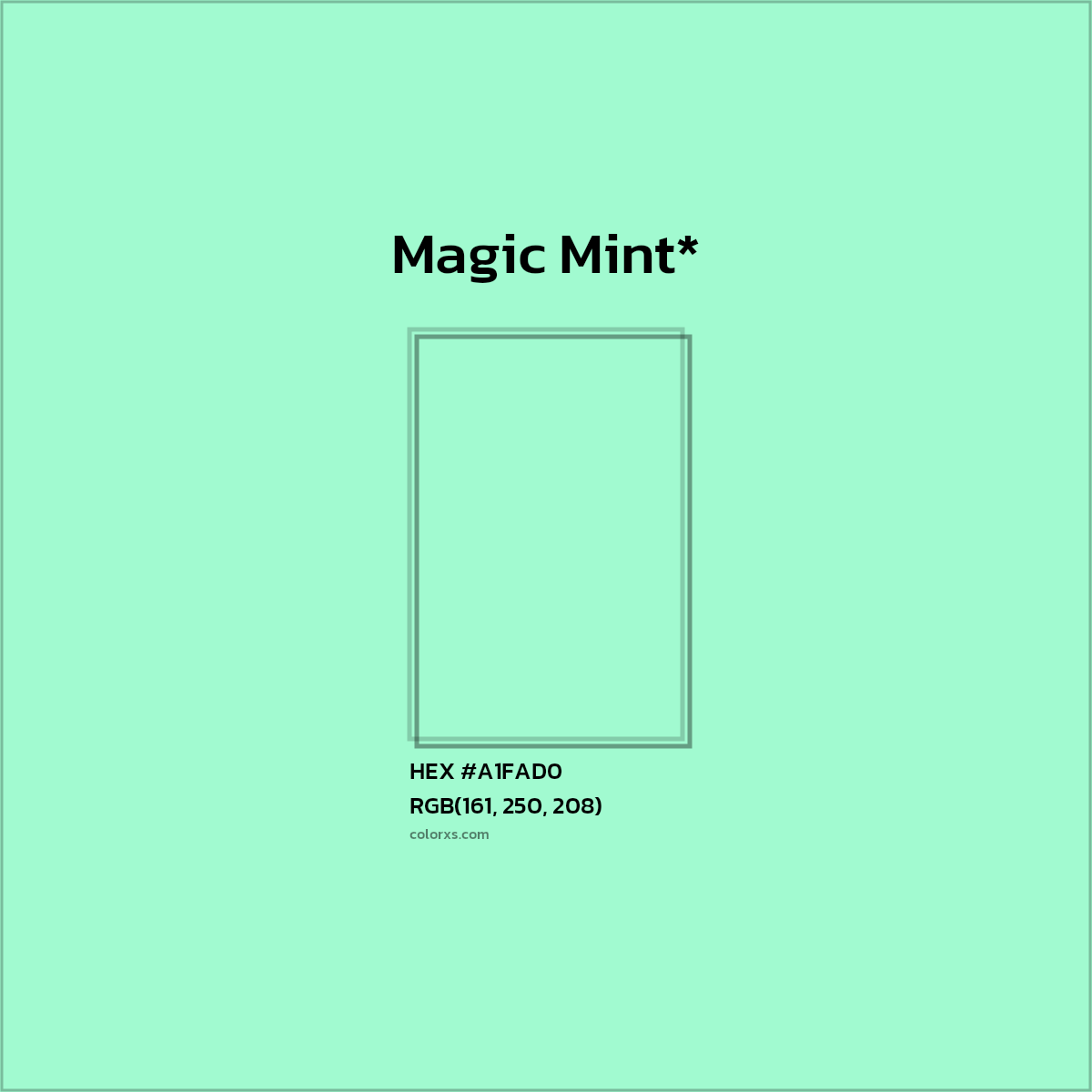 HEX #A1FAD0 Color Name, Color Code, Palettes, Similar Paints, Images