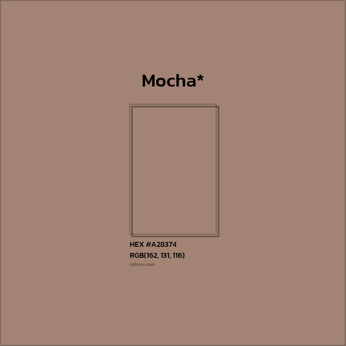 HEX #A28374 Color Name, Color Code, Palettes, Similar Paints, Images