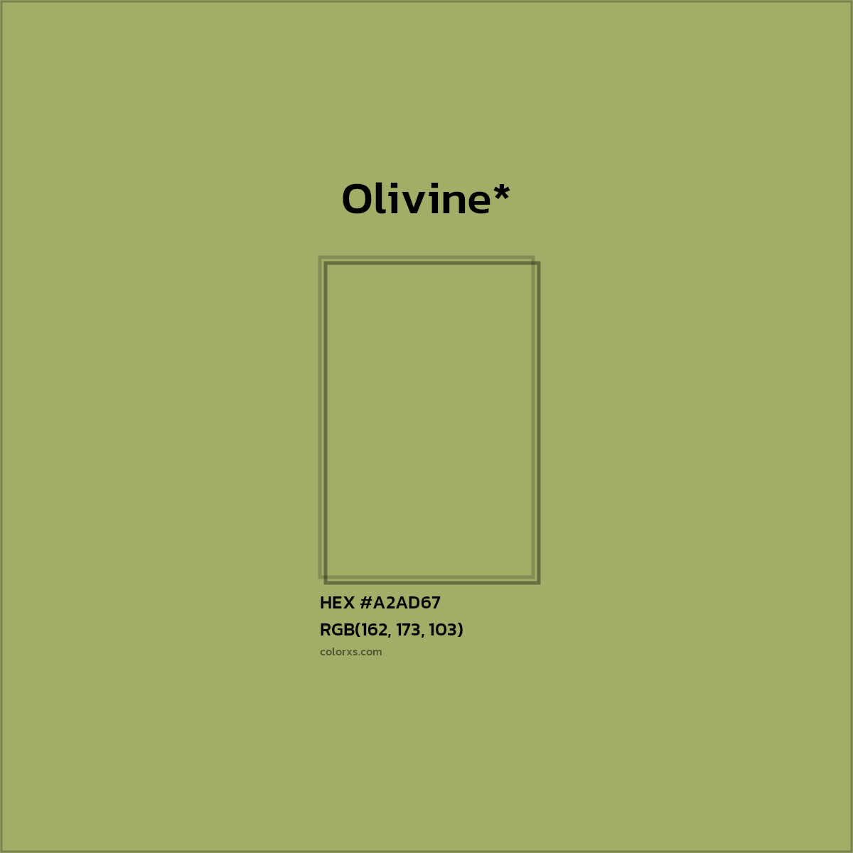 HEX #A2AD67 Color Name, Color Code, Palettes, Similar Paints, Images