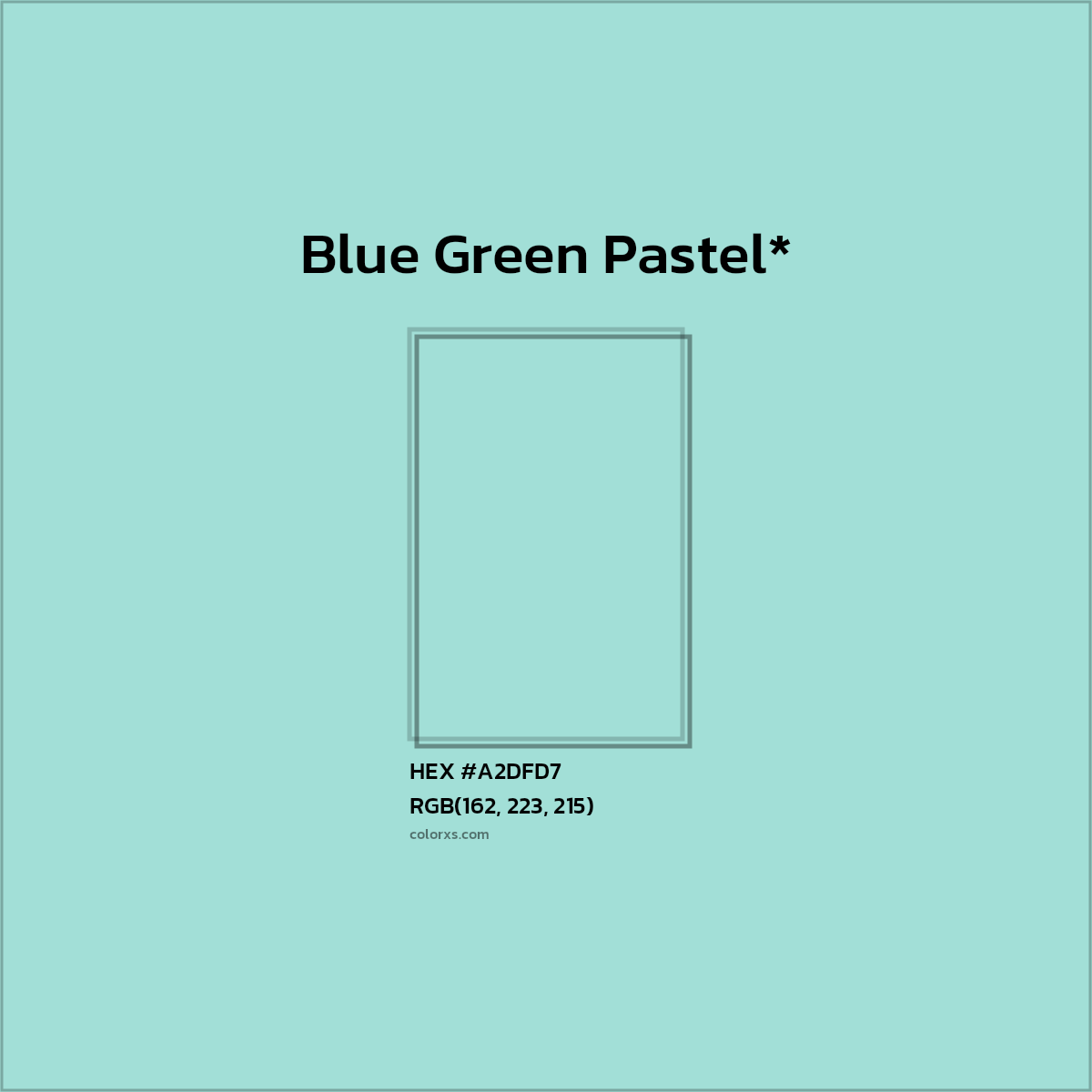 HEX #A2DFD7 Color Name, Color Code, Palettes, Similar Paints, Images