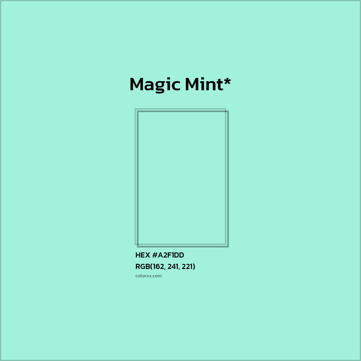HEX #A2F1DD Color Name, Color Code, Palettes, Similar Paints, Images