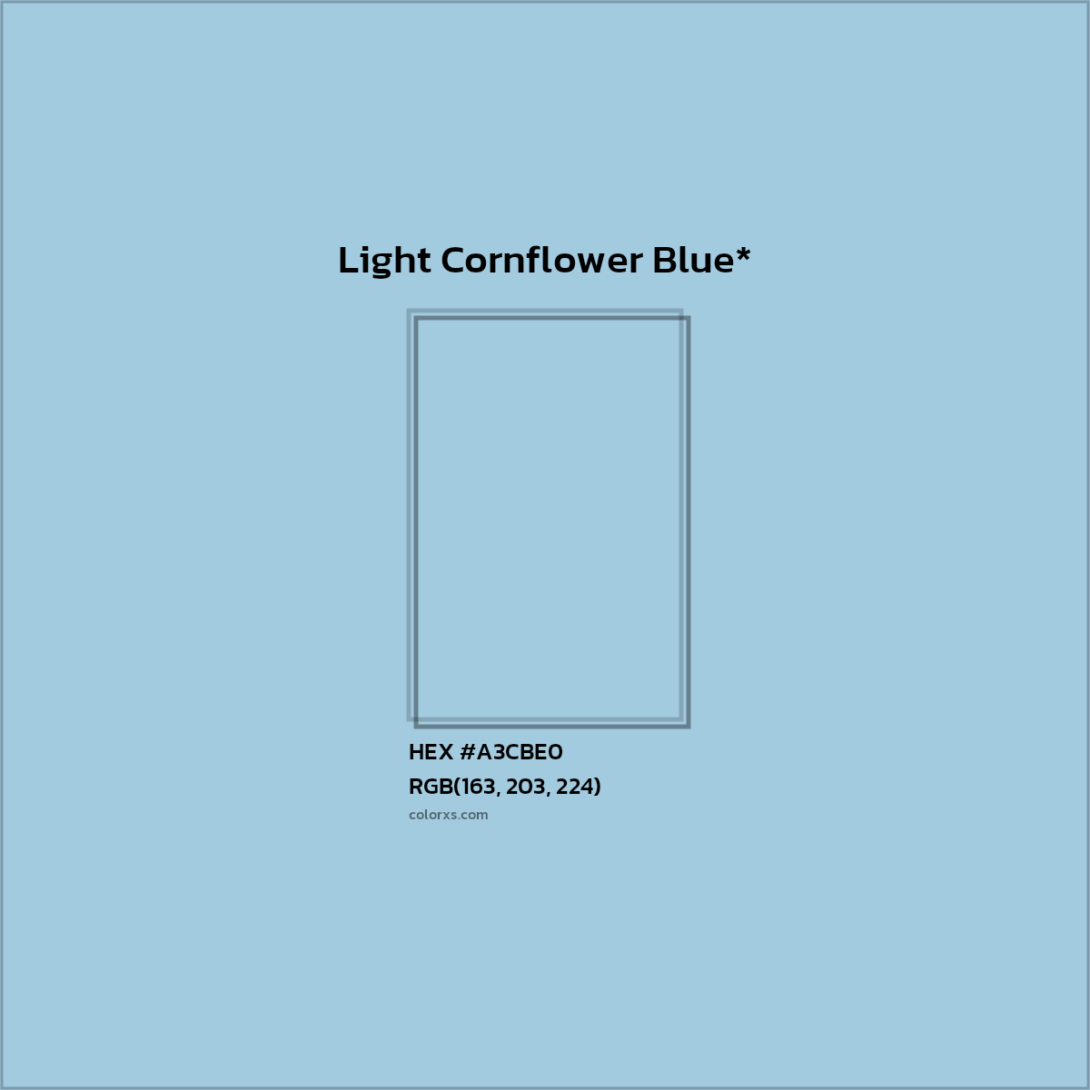 HEX #A3CBE0 Color Name, Color Code, Palettes, Similar Paints, Images