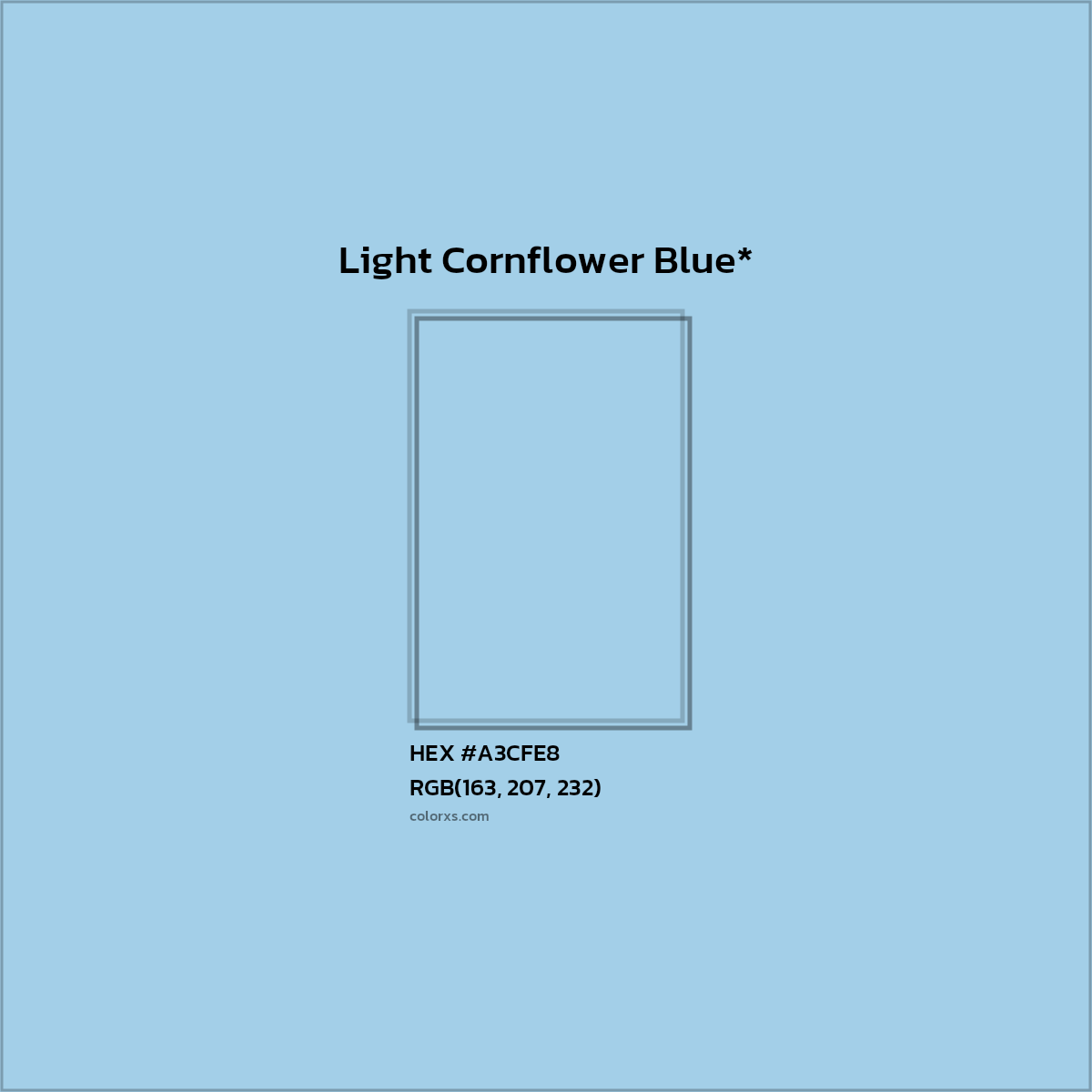 HEX #A3CFE8 Color Name, Color Code, Palettes, Similar Paints, Images