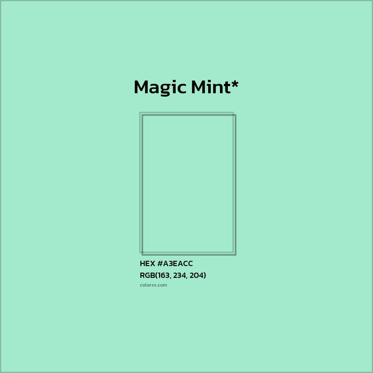 HEX #A3EACC Color Name, Color Code, Palettes, Similar Paints, Images