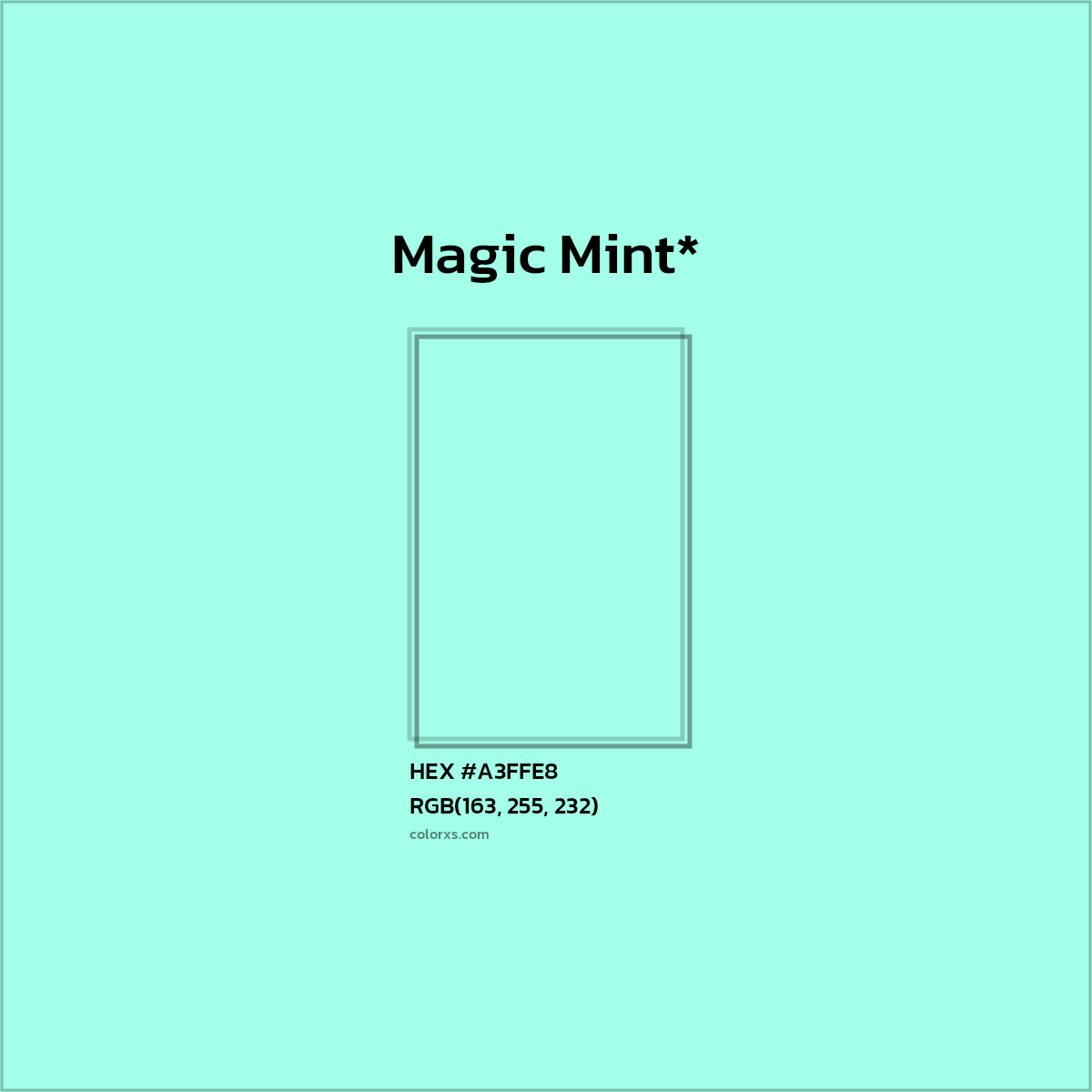 HEX #A3FFE8 Color Name, Color Code, Palettes, Similar Paints, Images