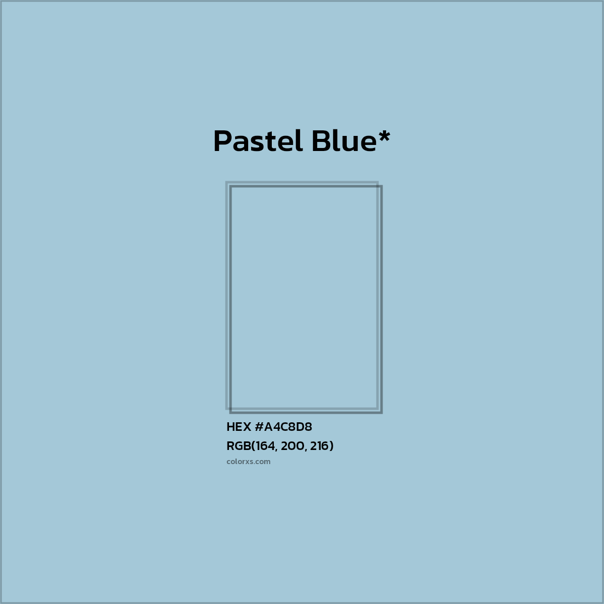 HEX #A4C8D8 Color Name, Color Code, Palettes, Similar Paints, Images