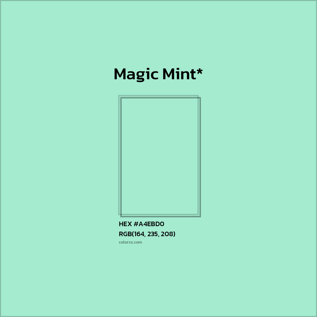 HEX #A4EBD0 Color Name, Color Code, Palettes, Similar Paints, Images