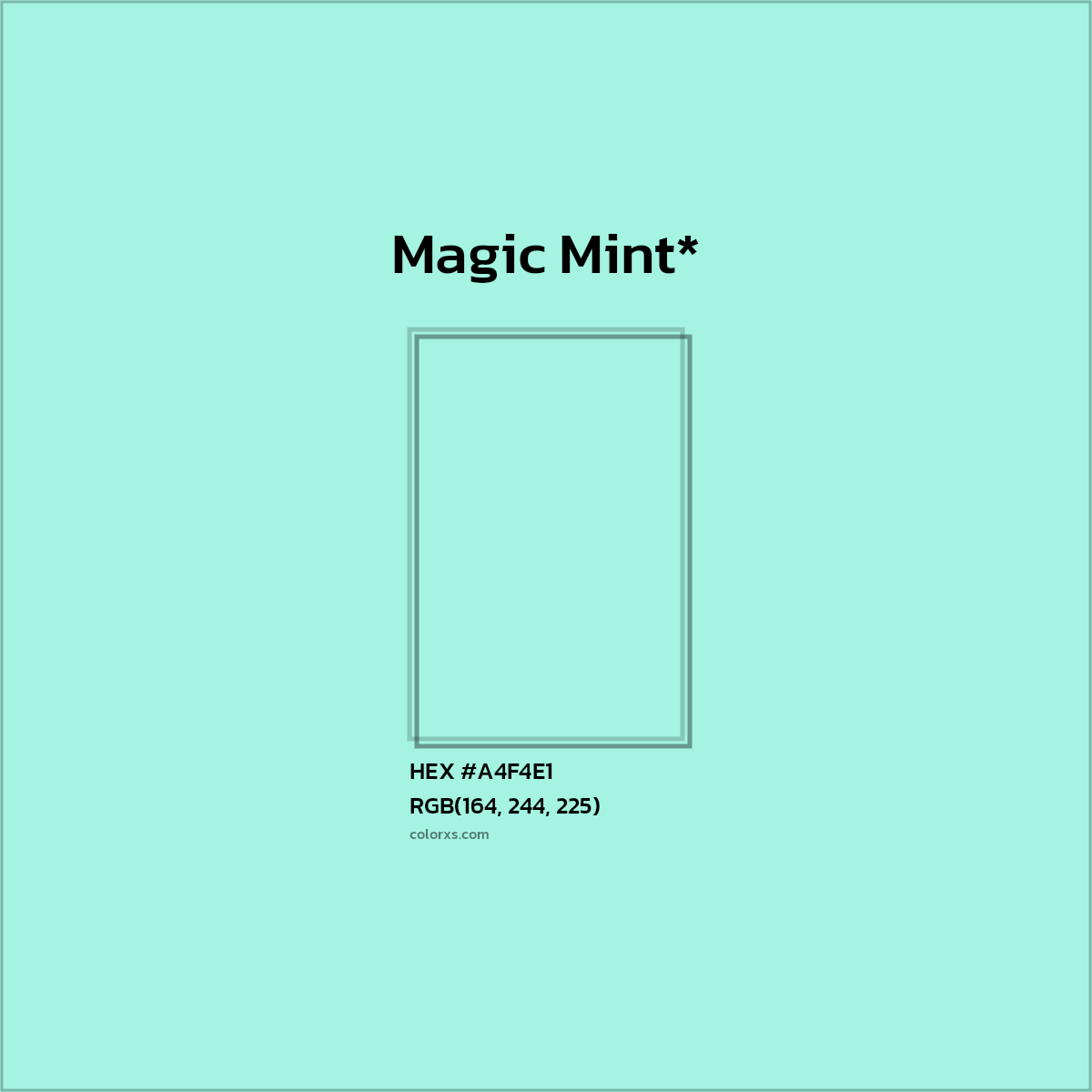 HEX #A4F4E1 Color Name, Color Code, Palettes, Similar Paints, Images