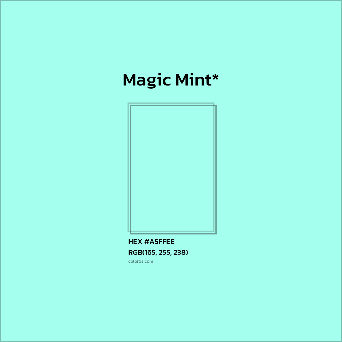 HEX #A5FFEE Color Name, Color Code, Palettes, Similar Paints, Images