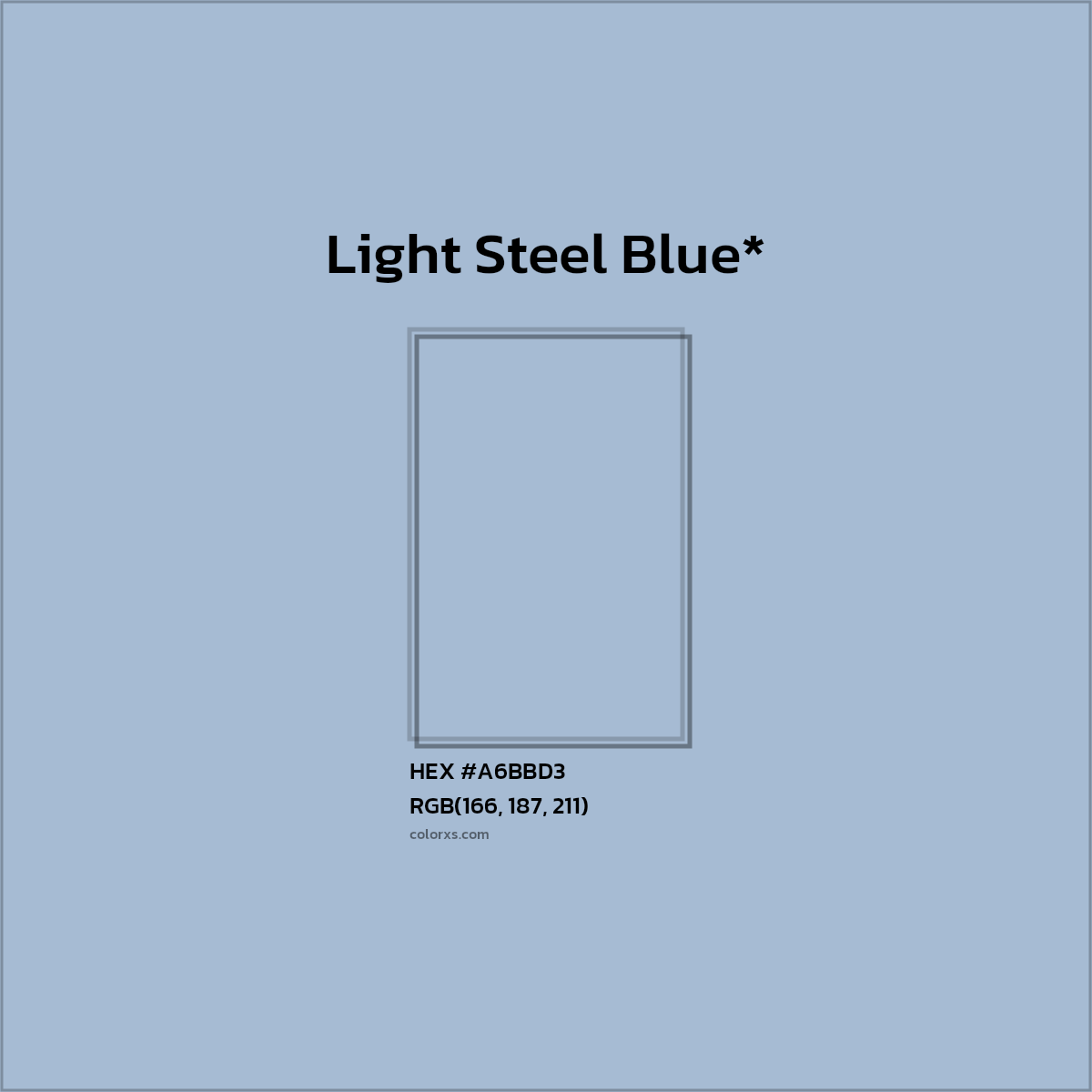 HEX #A6BBD3 Color Name, Color Code, Palettes, Similar Paints, Images