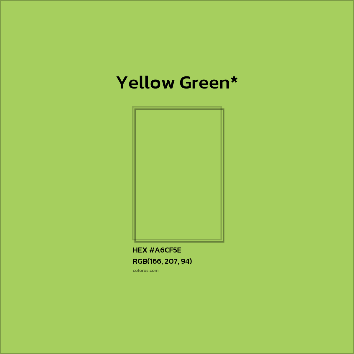 HEX #A6CF5E Color Name, Color Code, Palettes, Similar Paints, Images