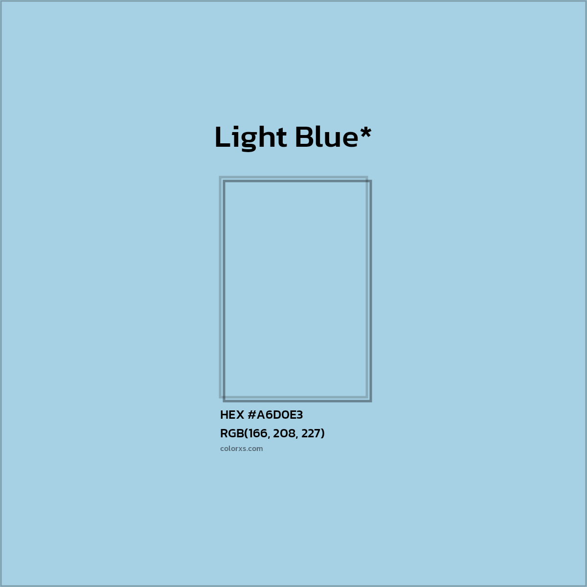HEX #A6D0E3 Color Name, Color Code, Palettes, Similar Paints, Images
