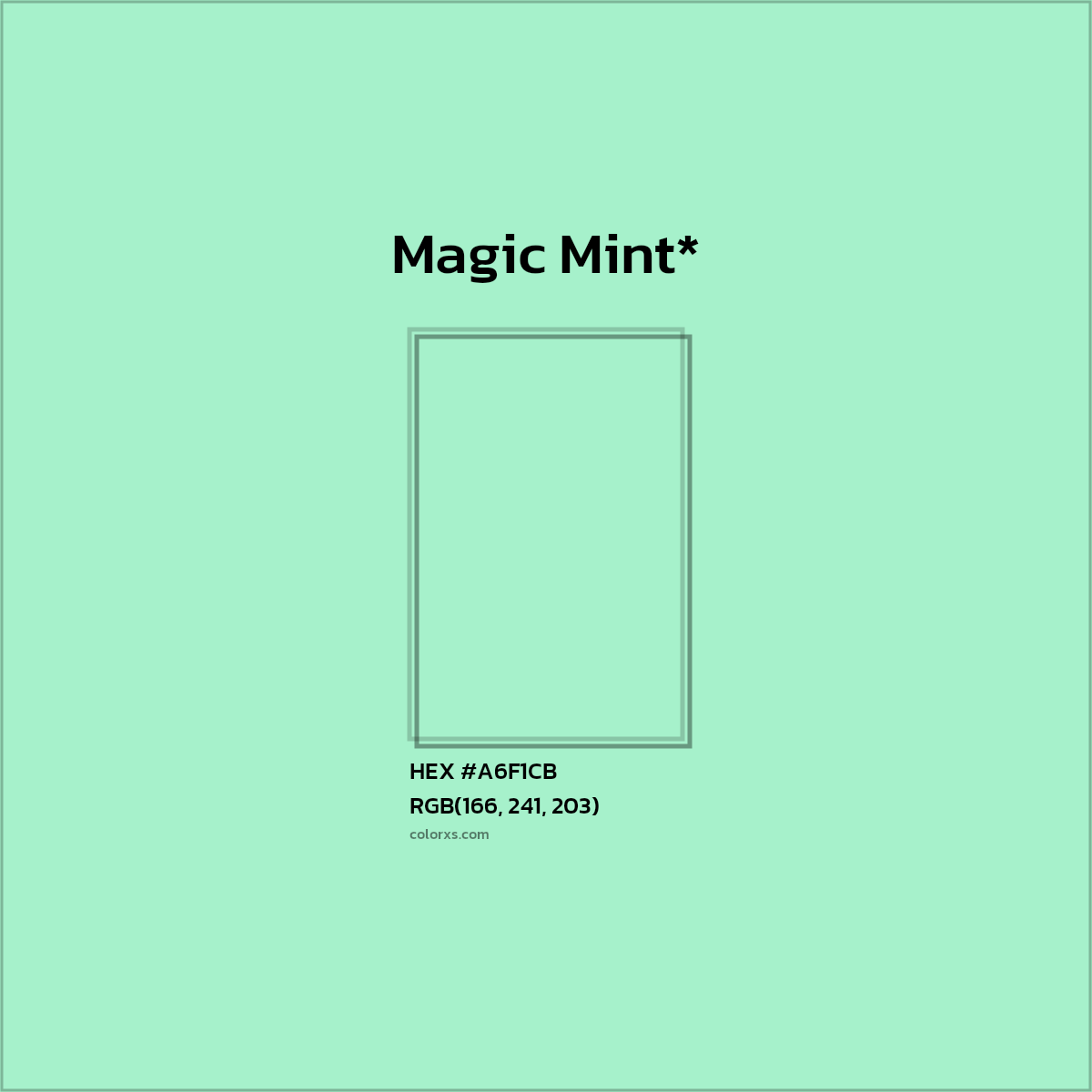 HEX #A6F1CB Color Name, Color Code, Palettes, Similar Paints, Images