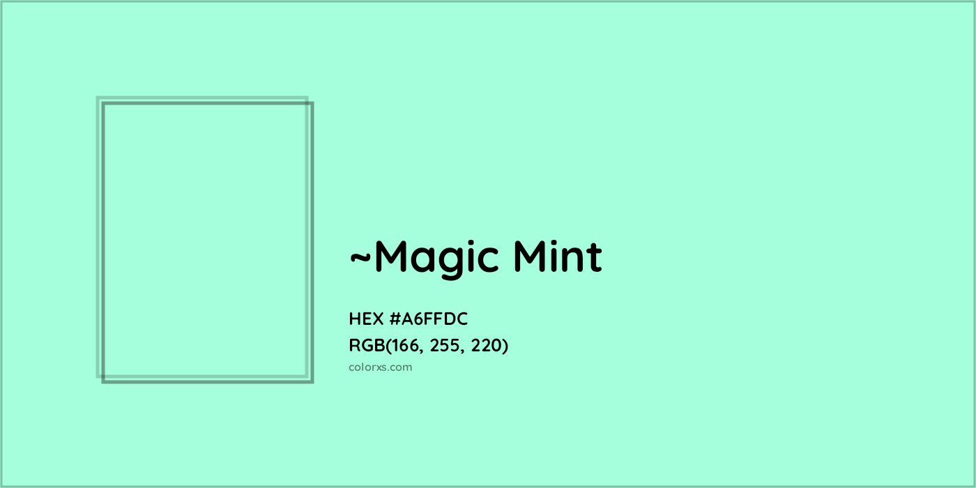 HEX #A6FFDC Color Name, Color Code, Palettes, Similar Paints, Images
