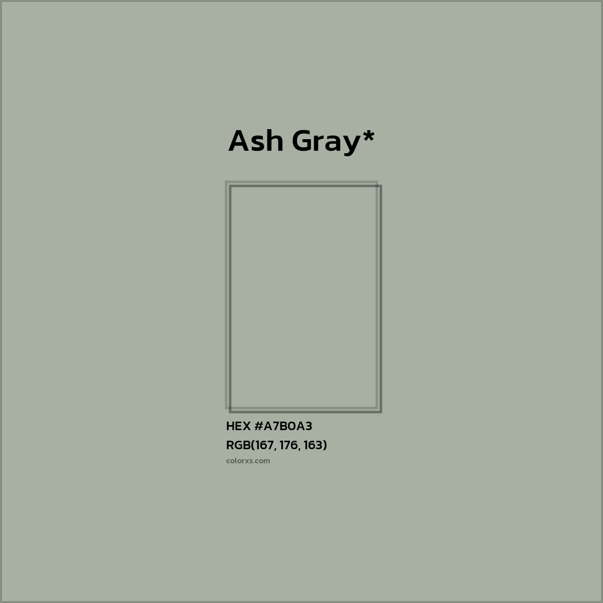 HEX #A7B0A3 Color Name, Color Code, Palettes, Similar Paints, Images
