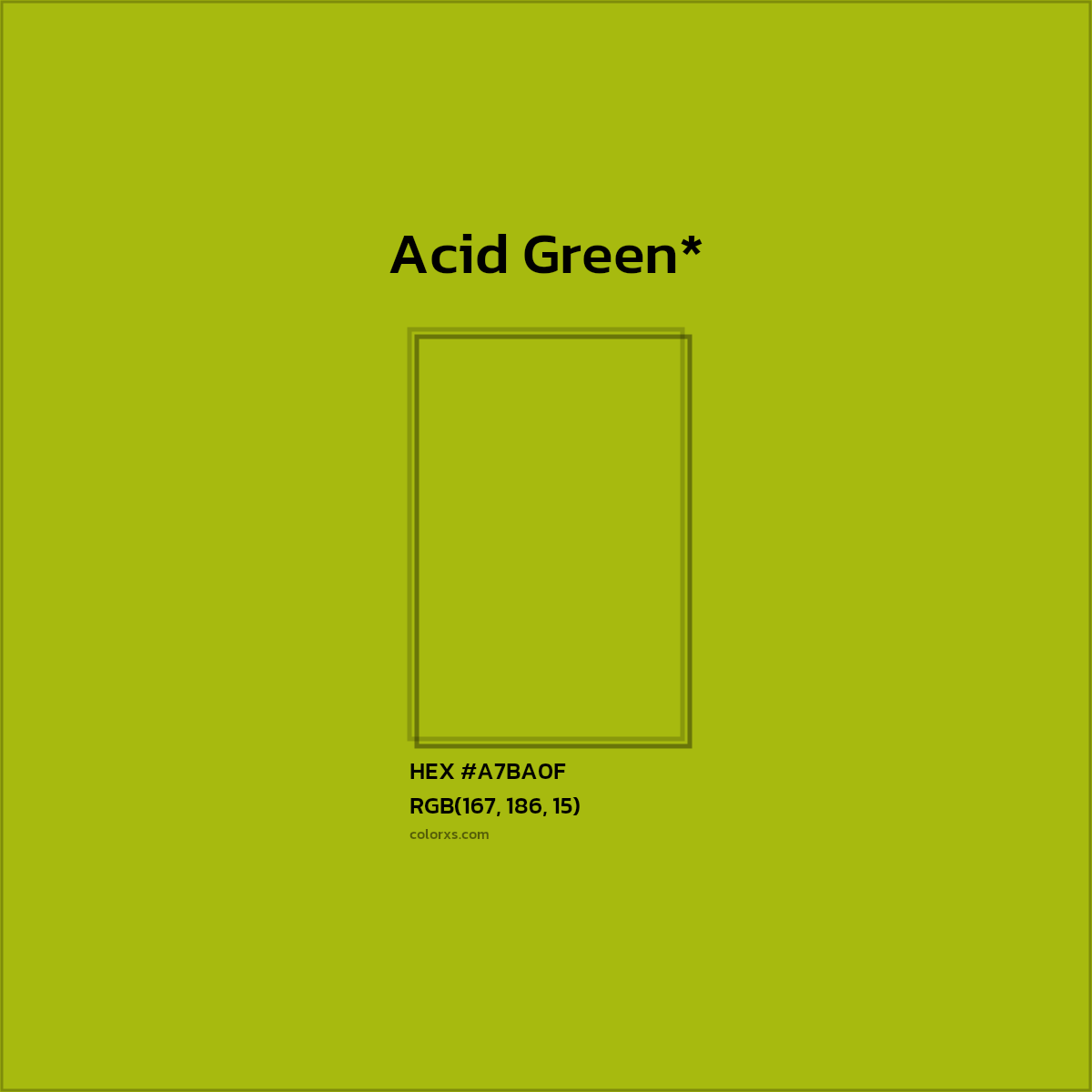 HEX #A7BA0F Color Name, Color Code, Palettes, Similar Paints, Images