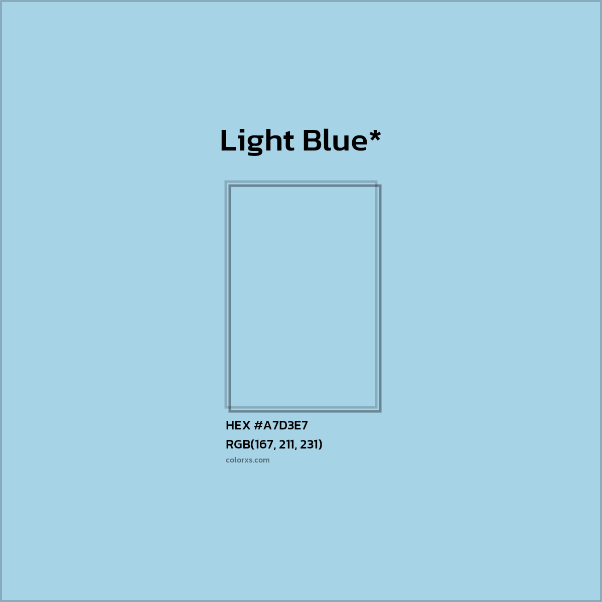 HEX #A7D3E7 Color Name, Color Code, Palettes, Similar Paints, Images