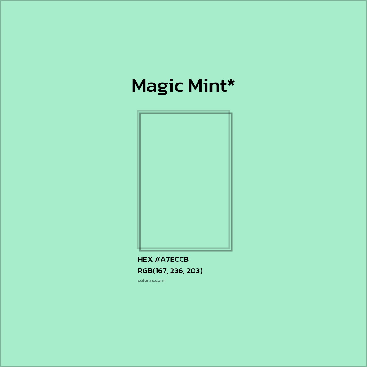 HEX #A7ECCB Color Name, Color Code, Palettes, Similar Paints, Images