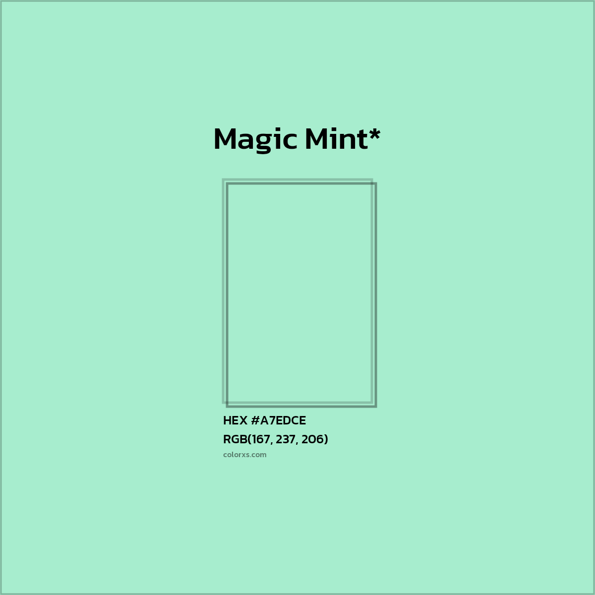 HEX #A7EDCE Color Name, Color Code, Palettes, Similar Paints, Images