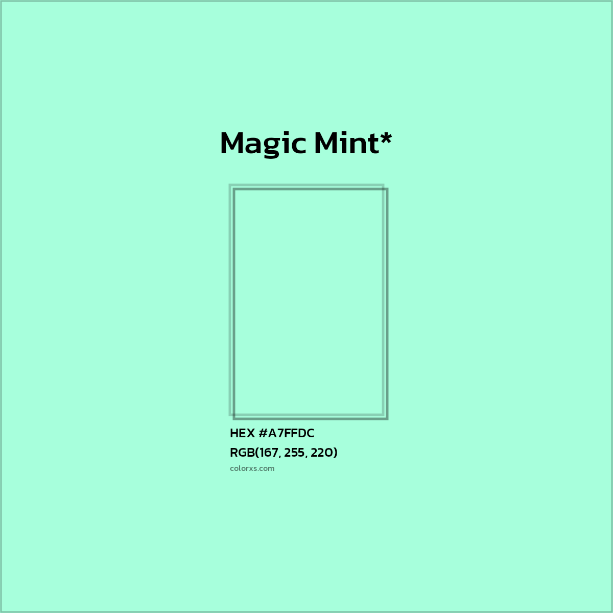 HEX #A7FFDC Color Name, Color Code, Palettes, Similar Paints, Images