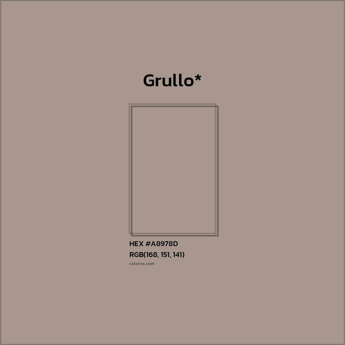 HEX #A8978D Color Name, Color Code, Palettes, Similar Paints, Images