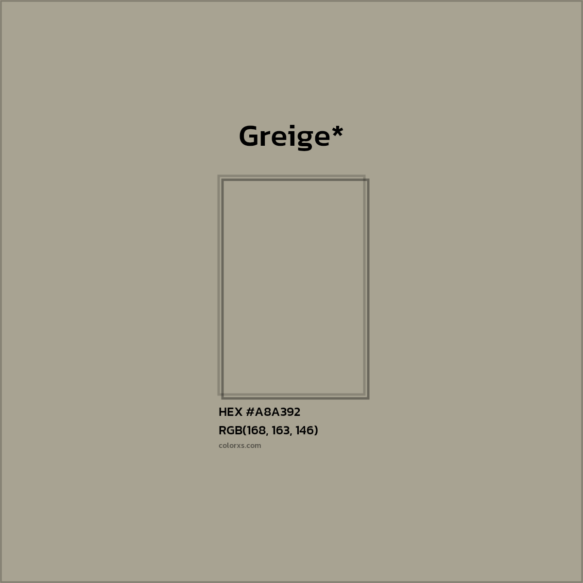 HEX #A8A392 Color Name, Color Code, Palettes, Similar Paints, Images