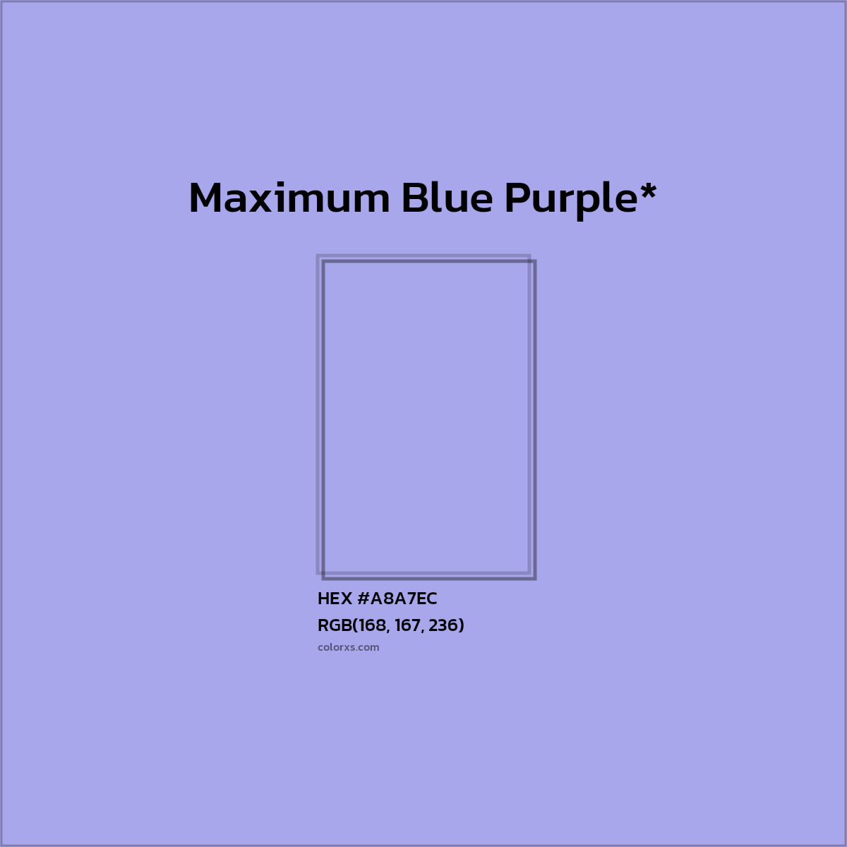 HEX #A8A7EC Color Name, Color Code, Palettes, Similar Paints, Images