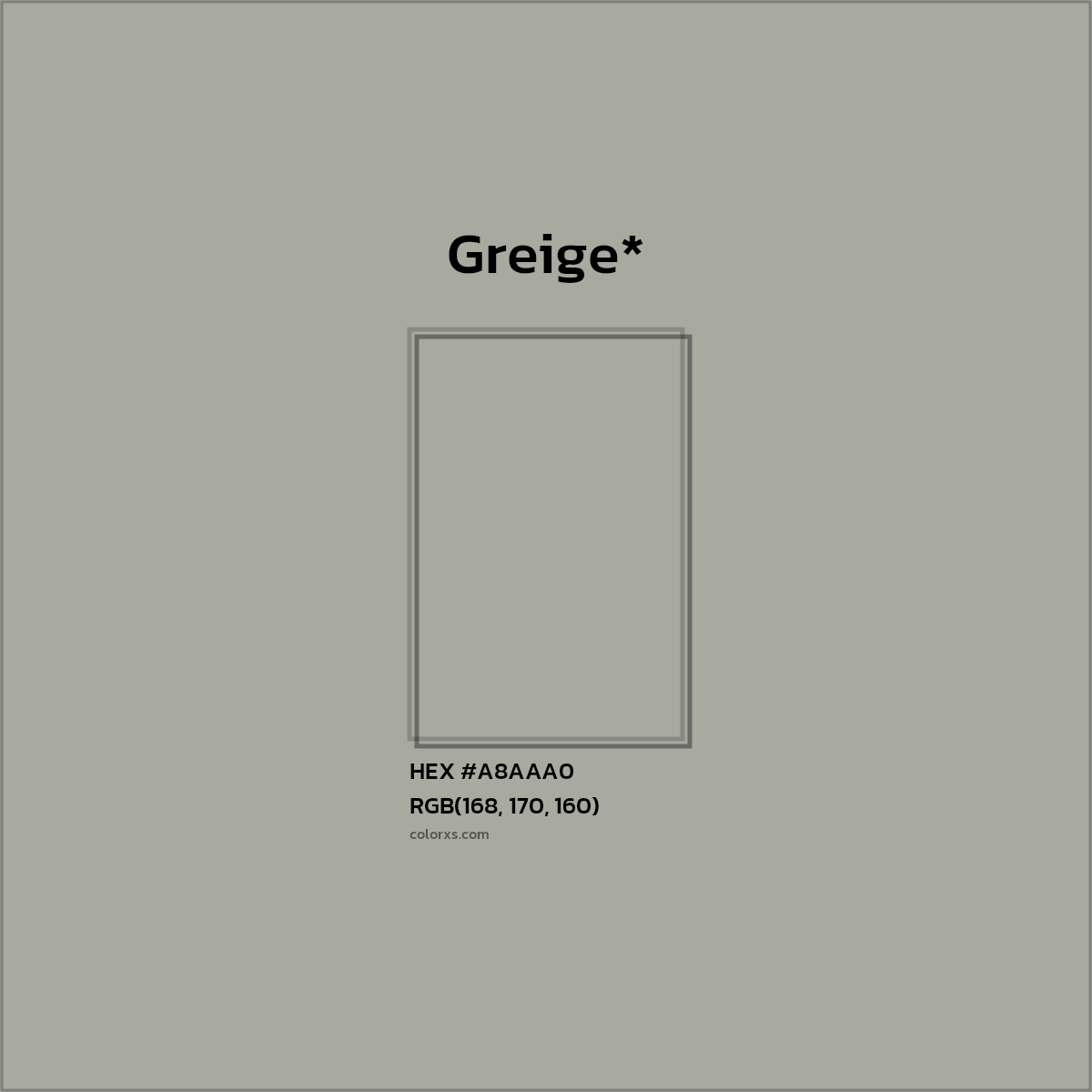 HEX #A8AAA0 Color Name, Color Code, Palettes, Similar Paints, Images