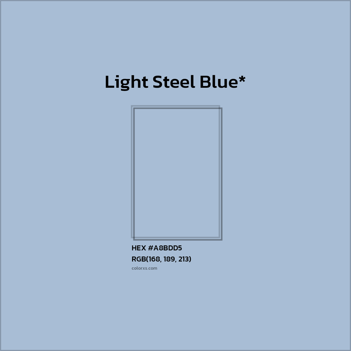 HEX #A8BDD5 Color Name, Color Code, Palettes, Similar Paints, Images