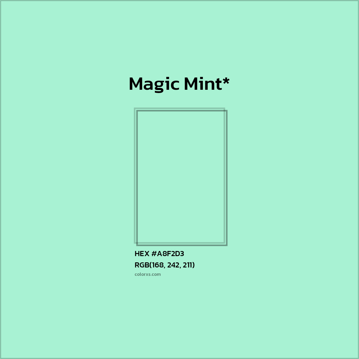 HEX #A8F2D3 Color Name, Color Code, Palettes, Similar Paints, Images