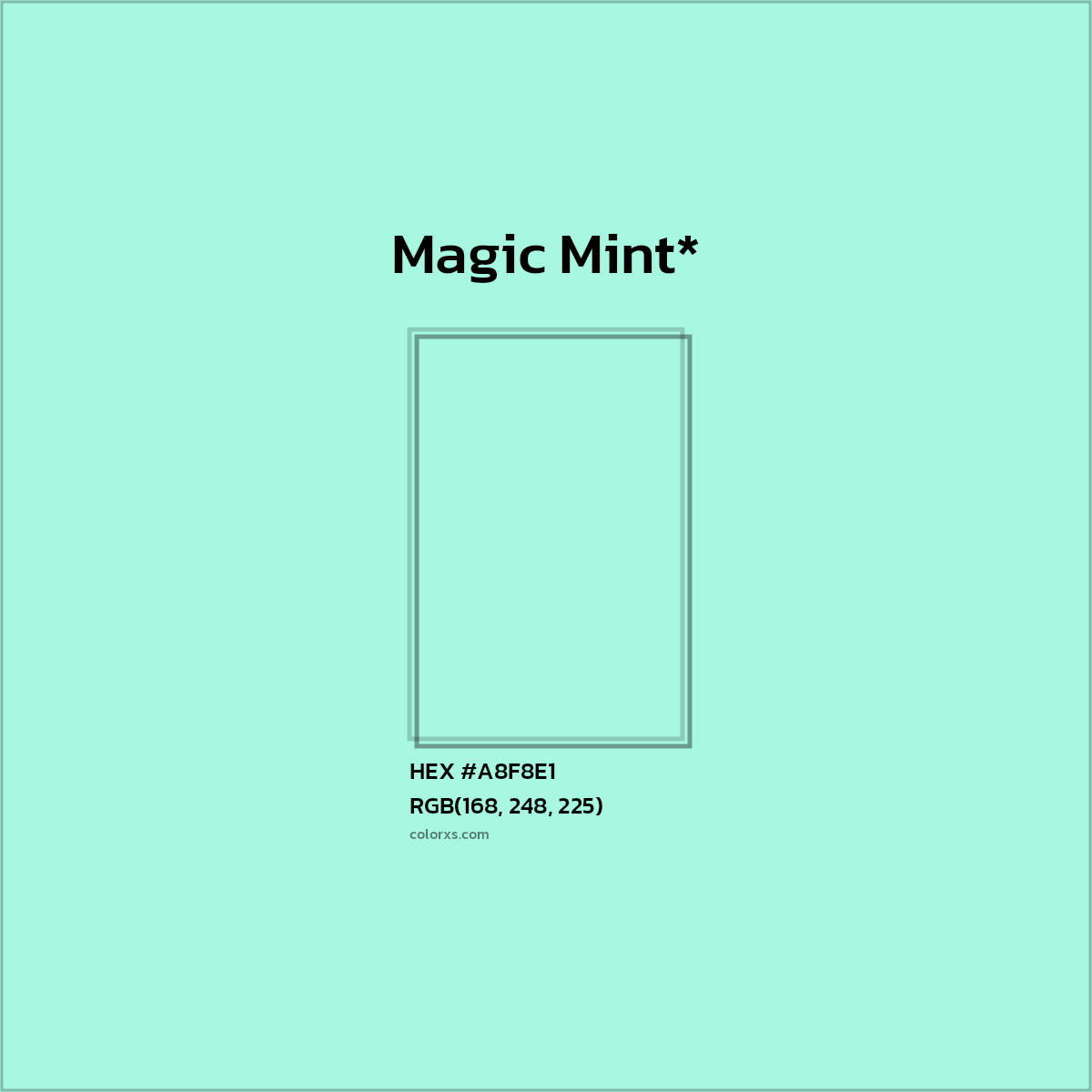 HEX #A8F8E1 Color Name, Color Code, Palettes, Similar Paints, Images