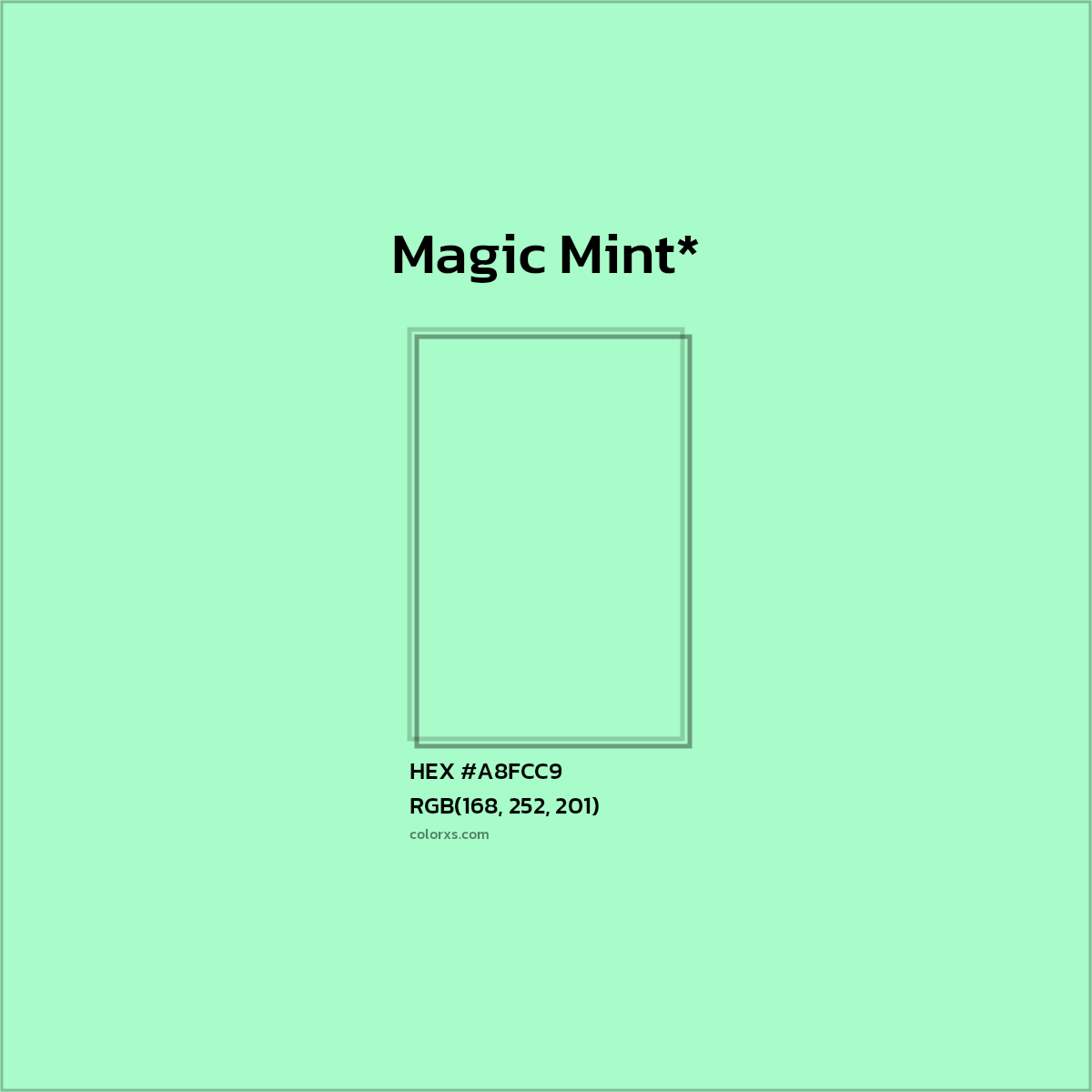 HEX #A8FCC9 Color Name, Color Code, Palettes, Similar Paints, Images