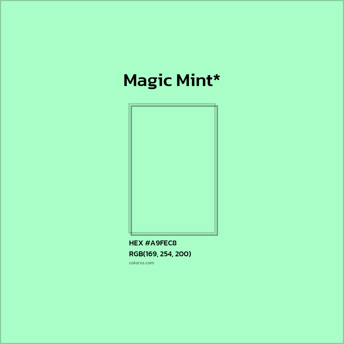 HEX #A9FEC8 Color Name, Color Code, Palettes, Similar Paints, Images