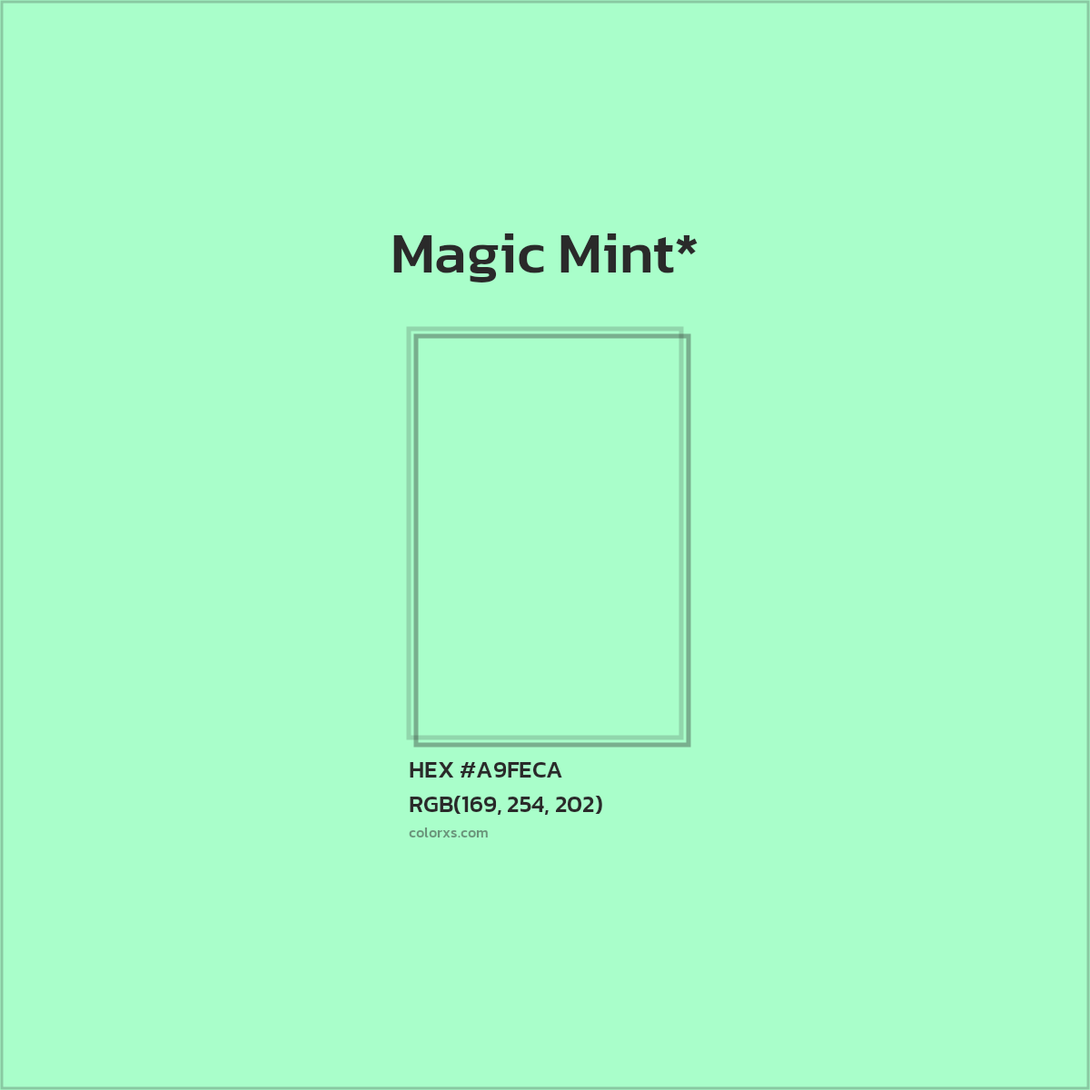HEX #A9FECA Color Name, Color Code, Palettes, Similar Paints, Images